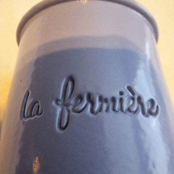Cermer La Fermiere Yogurt Cup Pot Glazed Terra Cotta Lavender Periwinkle‎ Blue - Picture 6 of 6